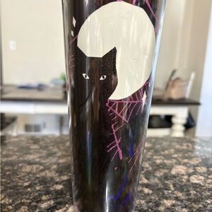 Starbucks Black Cat Tumbler with Moon Design